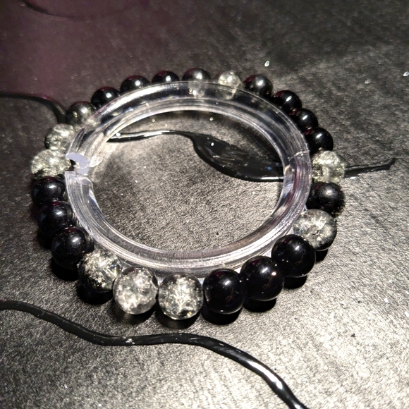 Shadowy Obsidian Odyssey Stretch Bead Bracelet Set - Picture 3 of 5
